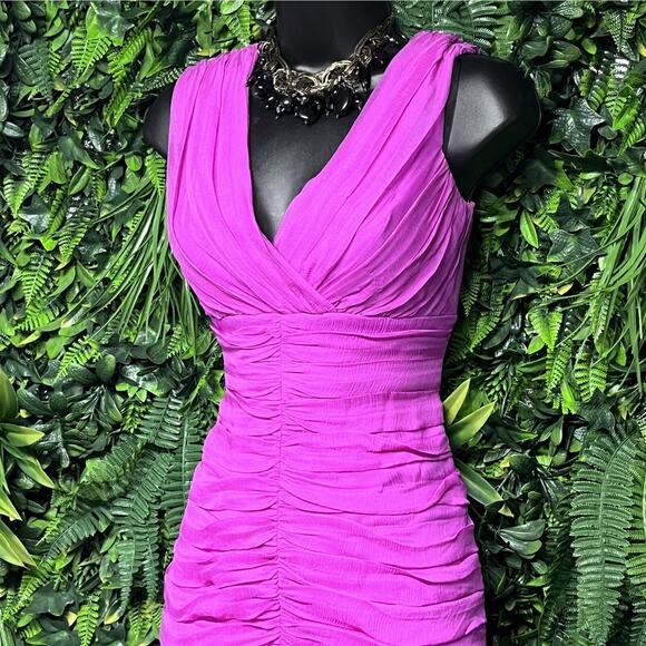 TADASHI SHOJI Dress Women 4P Pink Fitted 100% Silk Ruched Pleated Cocktail 2772 - Picture 6 of 9